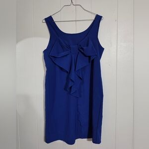 Bow-Front Sleeveless Midi Dress in Cobalt Blue
